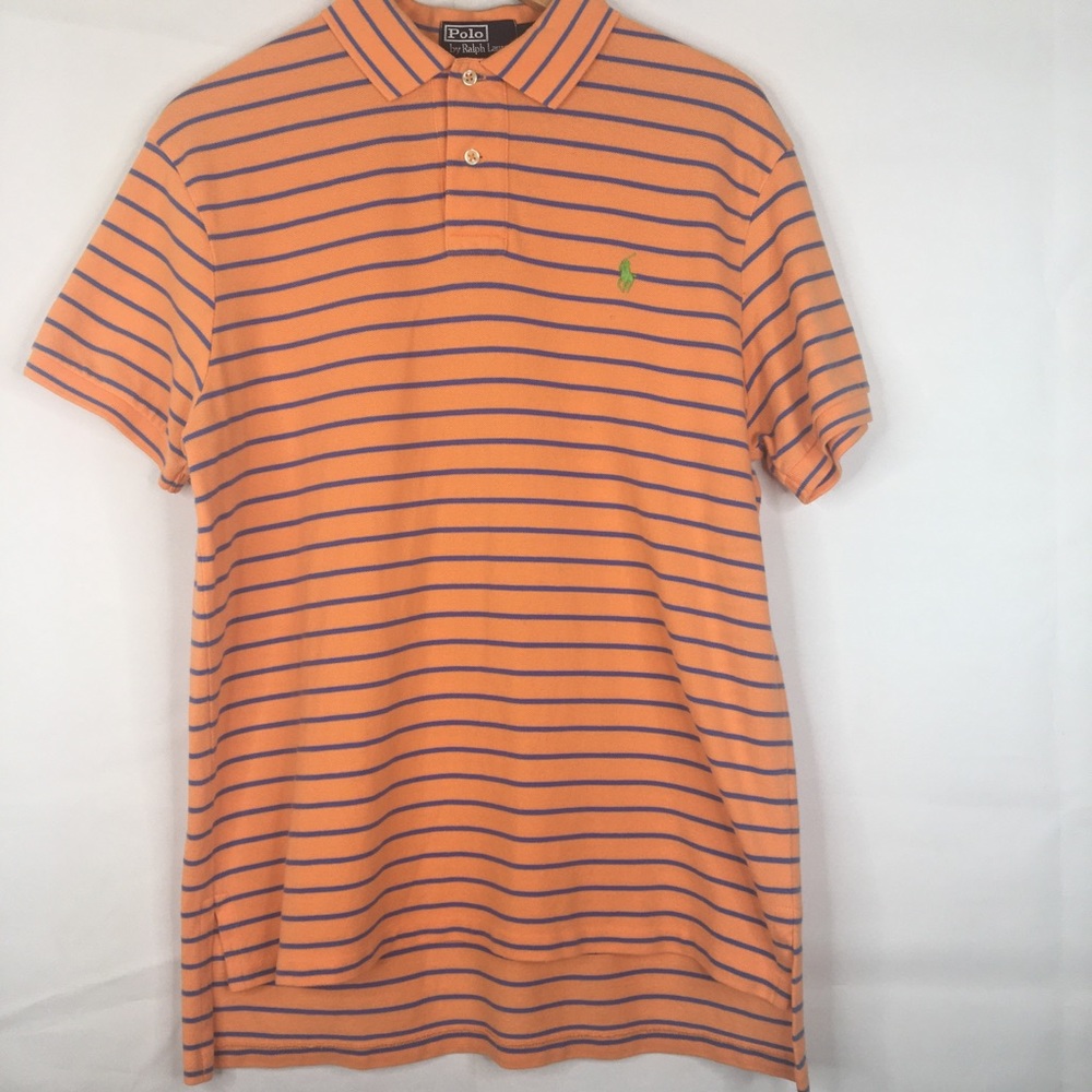 Orange Polo by Ralph Lauren with blue stripes
